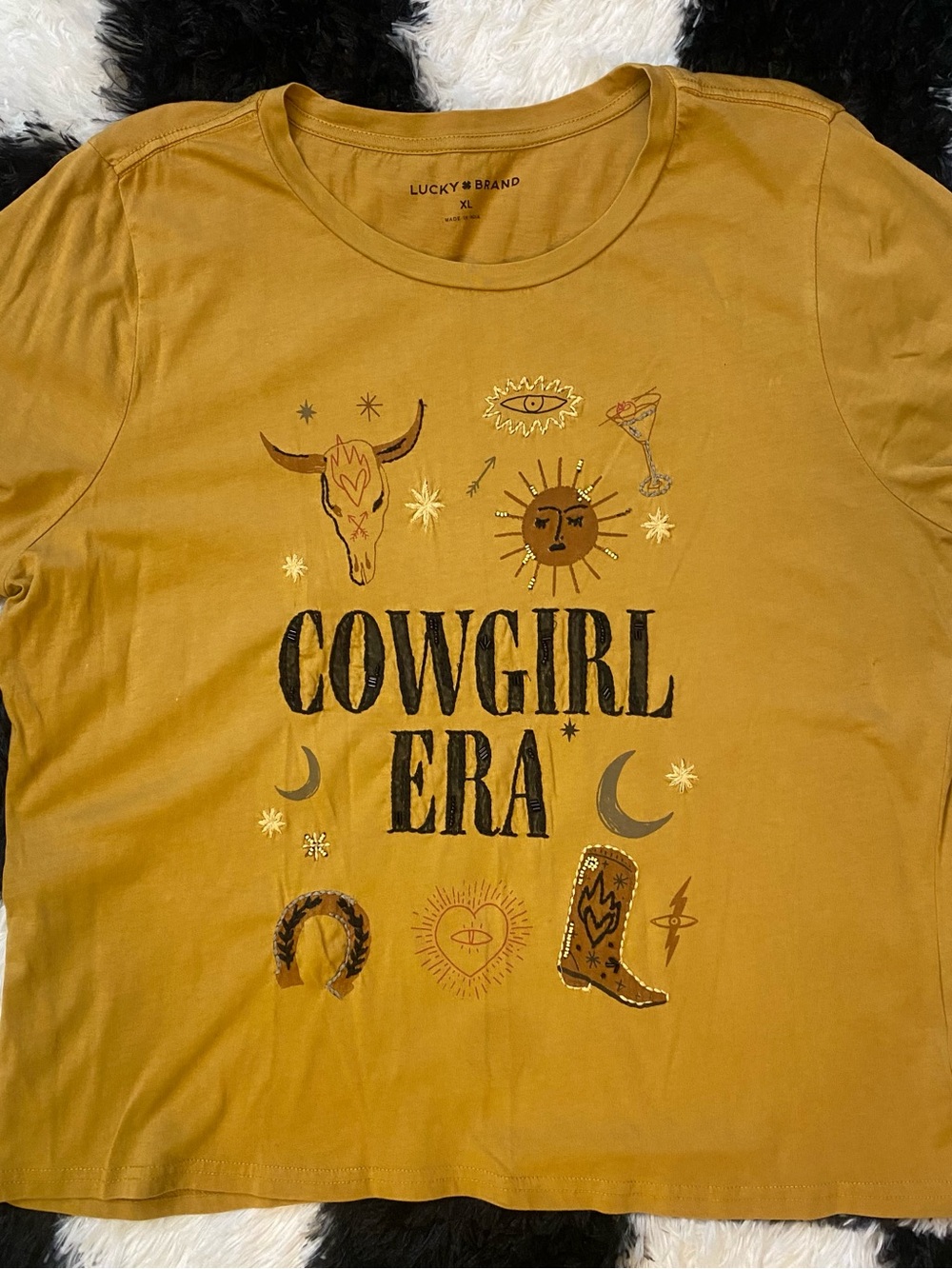 Lucky Brand Cowgirl Era" Mustard/ goldenrod” 
Size XL  Graphic Tee